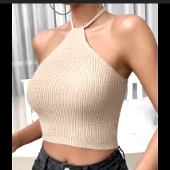 🟢NWT olivaceous holter top beige - Picture 4 of 8